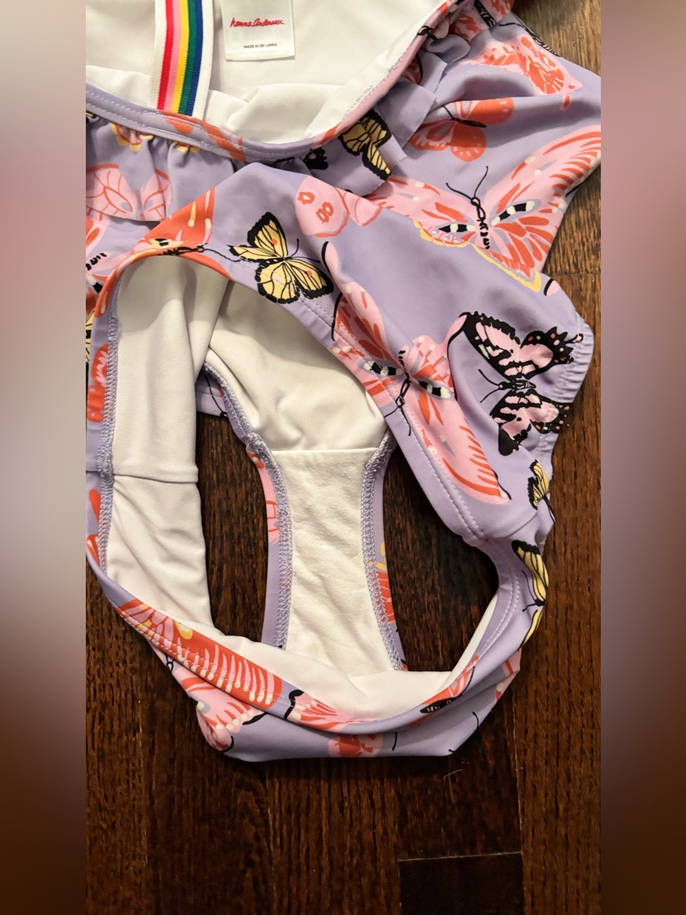 Hanna Andersson Lilac Butterfly Two-Piece Swim Set Size 140(10) - Picture 3 of 4